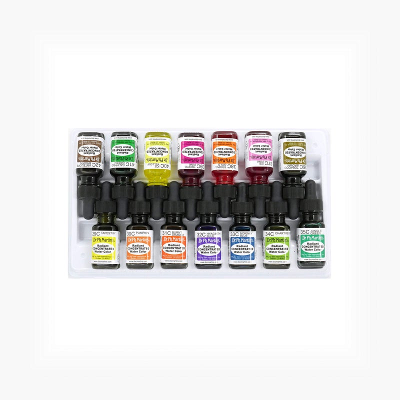 Dr. Ph. Martin's RADI05OZSETC Radiant Concentrated Water Color (Set C) Watercolor Set, 0.5 oz, Set C Colors, 1 Set of 12 Bottles - Image 2